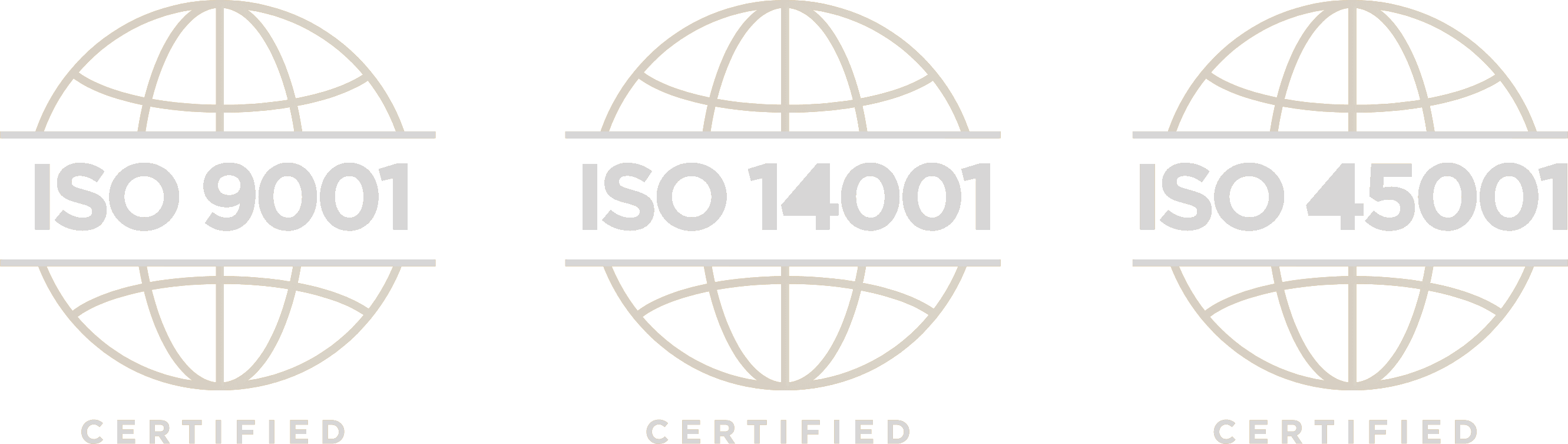 ISO 9001, ISO 14001, ISO 45001 Certified